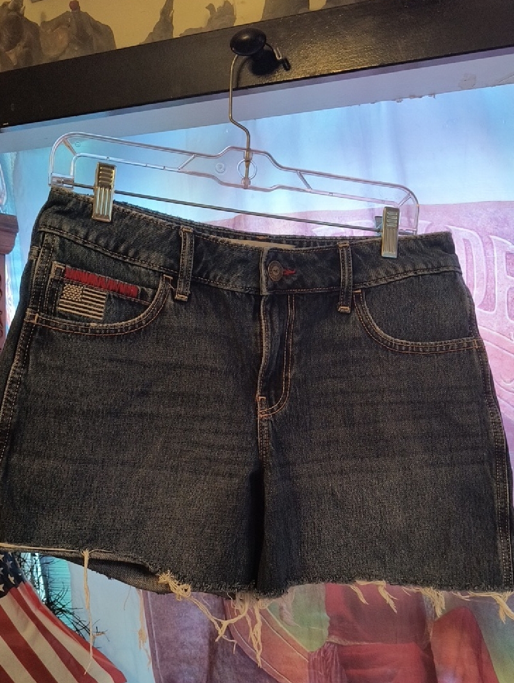 Women’s HOLLISTER Dark Wash Denim Cutoff Shorts - Blue 8